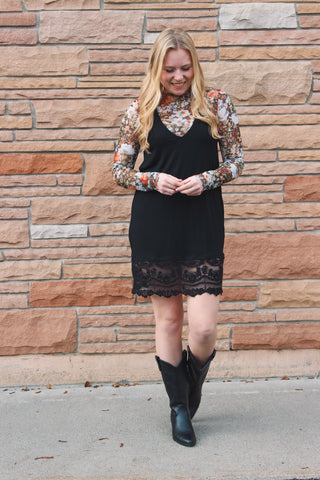 Lace midi slip dress, women’s apparel, little black dress