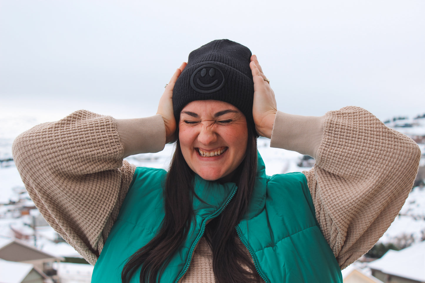 Smiley Embroidered Beanie