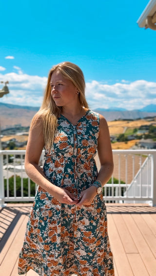 Green Floral Maxi Dress