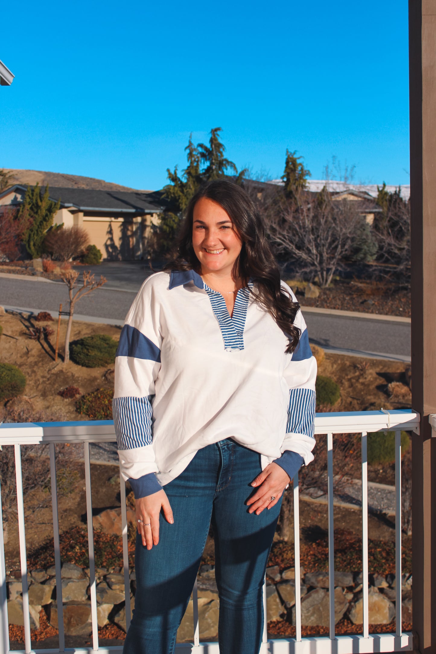 Striped blue and white sweater