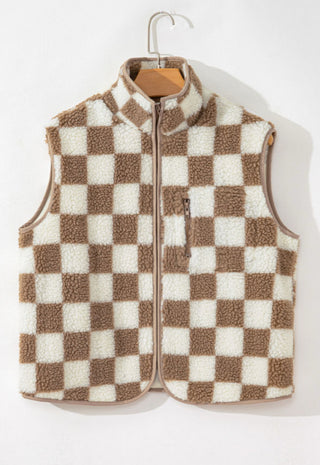 Checkered Sherpa Vest