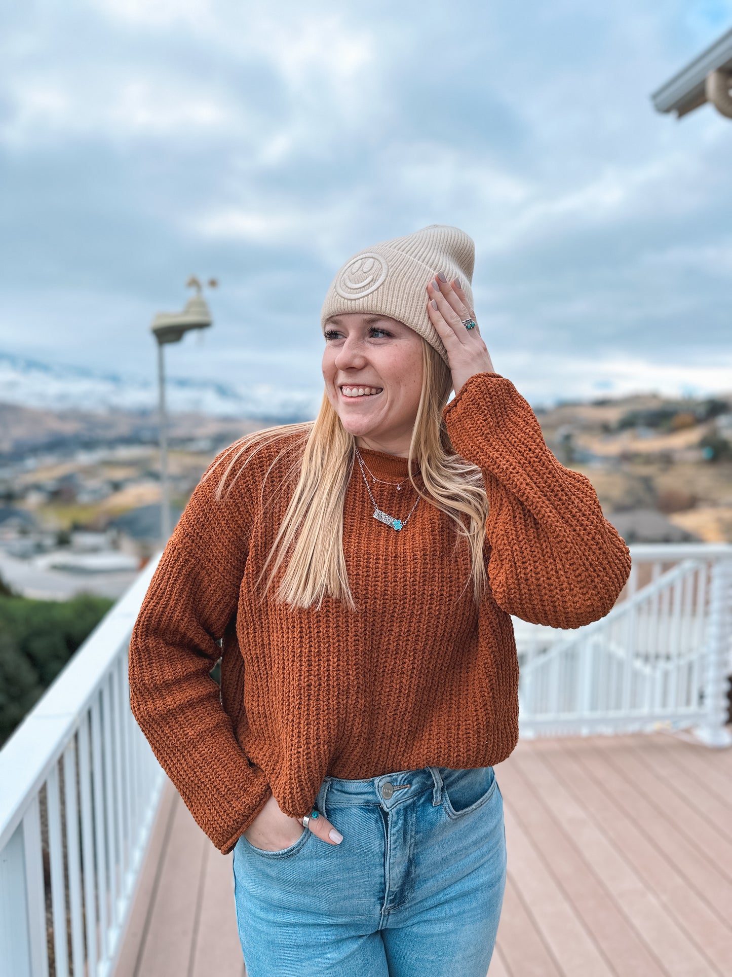 Smiley Embroidered Beanie