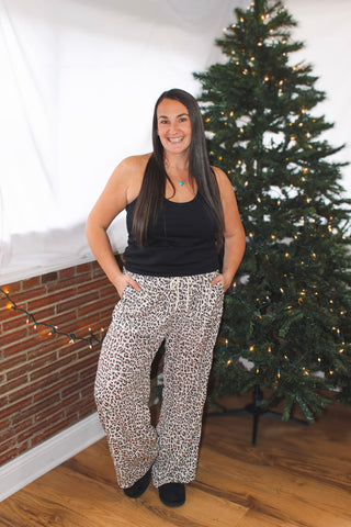 Leopard drawstring pant, loungewear, women's apparel 
