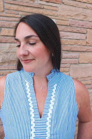 Blue and White Striped Mini Dress