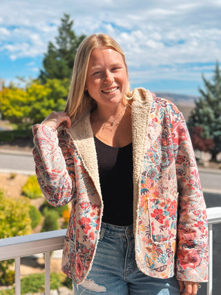 Paisley Sherpa jacket, fall style 