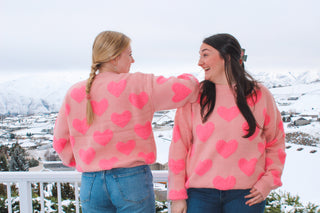 Fuzzy Heart Knit Sweater
