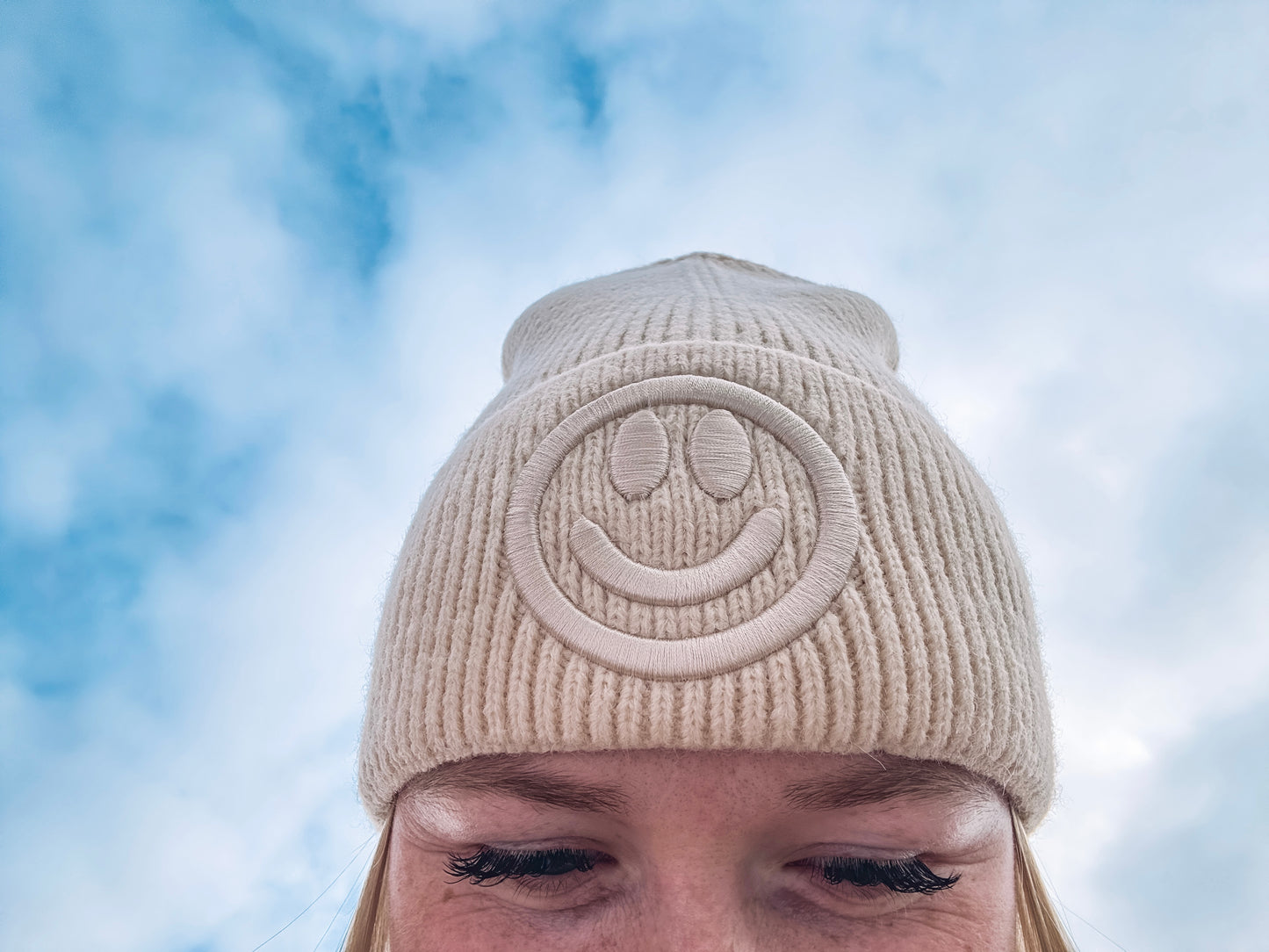 Smiley Embroidered Beanie