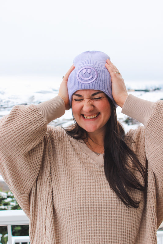 Smiley Embroidered Beanie