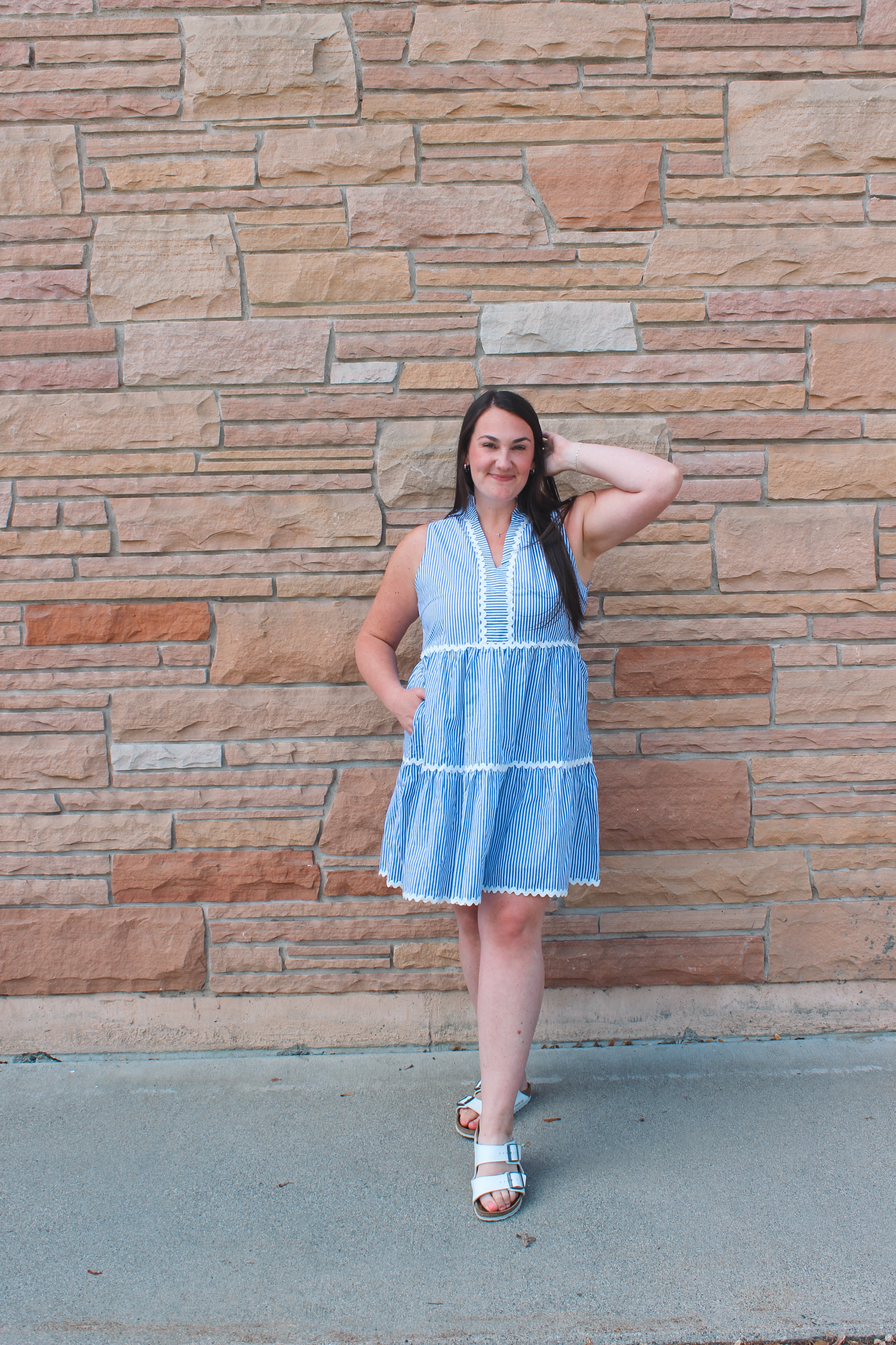 Blue and White Striped Mini Dress Medium Blue and White Striped Mini Dress Medium