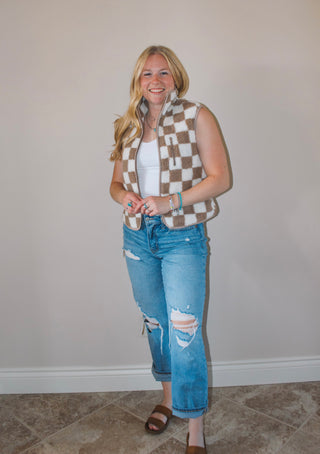 Checkered vest, fall fashion