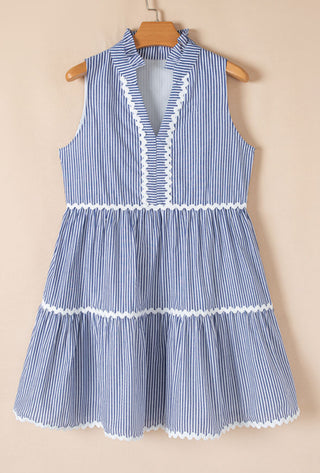 Blue and White Striped Mini Dress