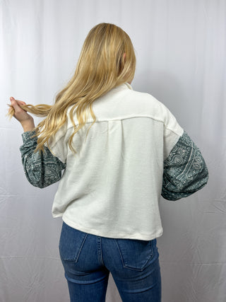 Paisley Print Button Up Shacket
