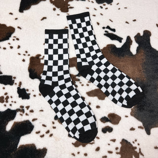 black and white checkered socks